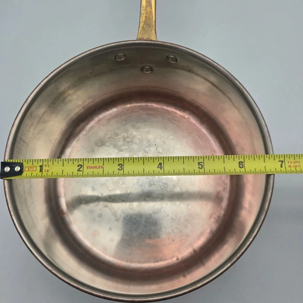 Vintage Solid Copper Saucepan Pot Brass Handle ODI Portugal No Lid Has Patina